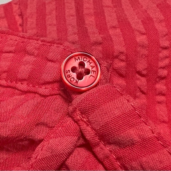 Michael Kors Seersucker Halter Neck Cold Shoulder Short Flutter Sleeve Stripes - Picture 6 of 7